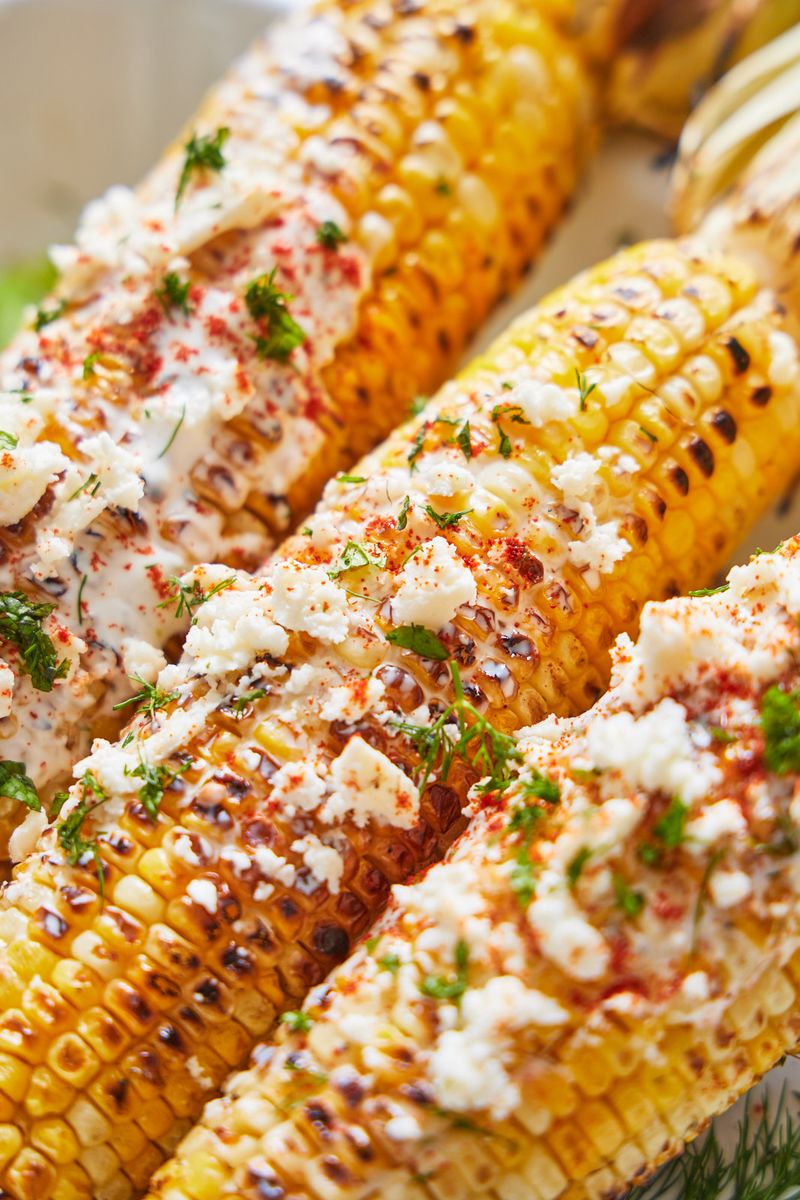 Grilled Corn with Mediterranean Flair