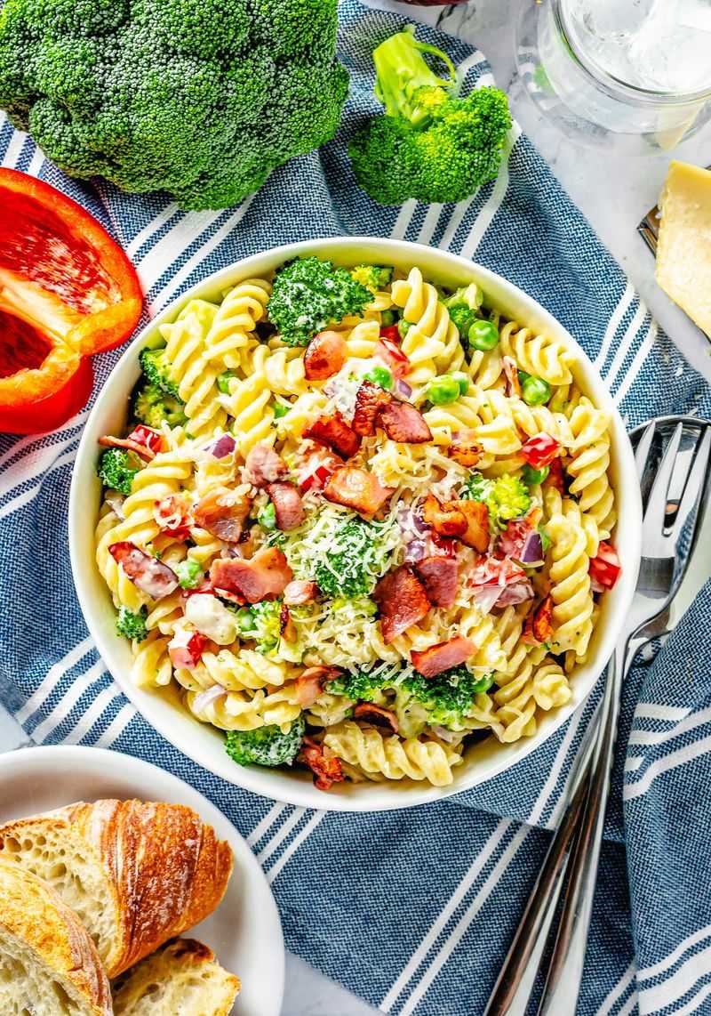 Broccoli Cheddar Bacon Ranch Pasta Salad