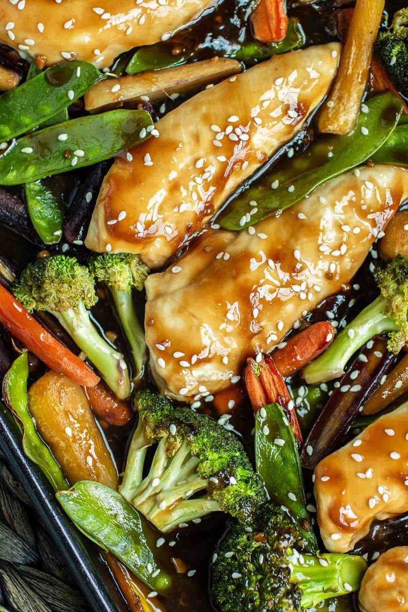 Sheet-Pan Garlic-Soy Chicken & Vegetables