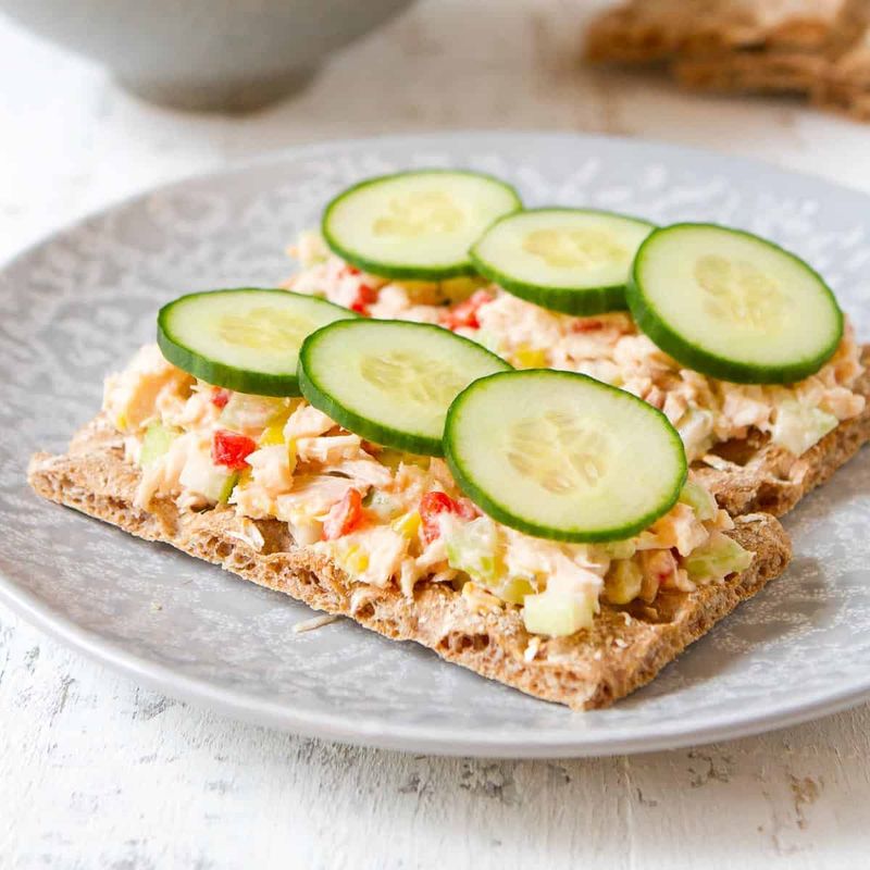 Tuna Salad on Whole Grain Crackers