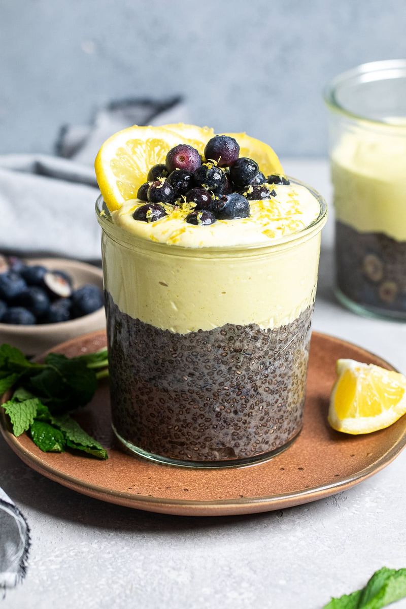 Lemon-Blueberry Cheesecake Chia Pudding