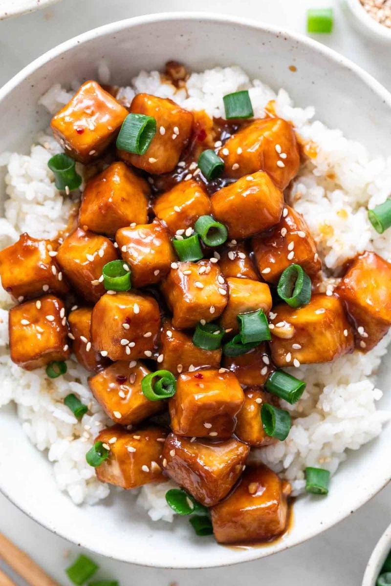 Sticky Orange Tofu Bites