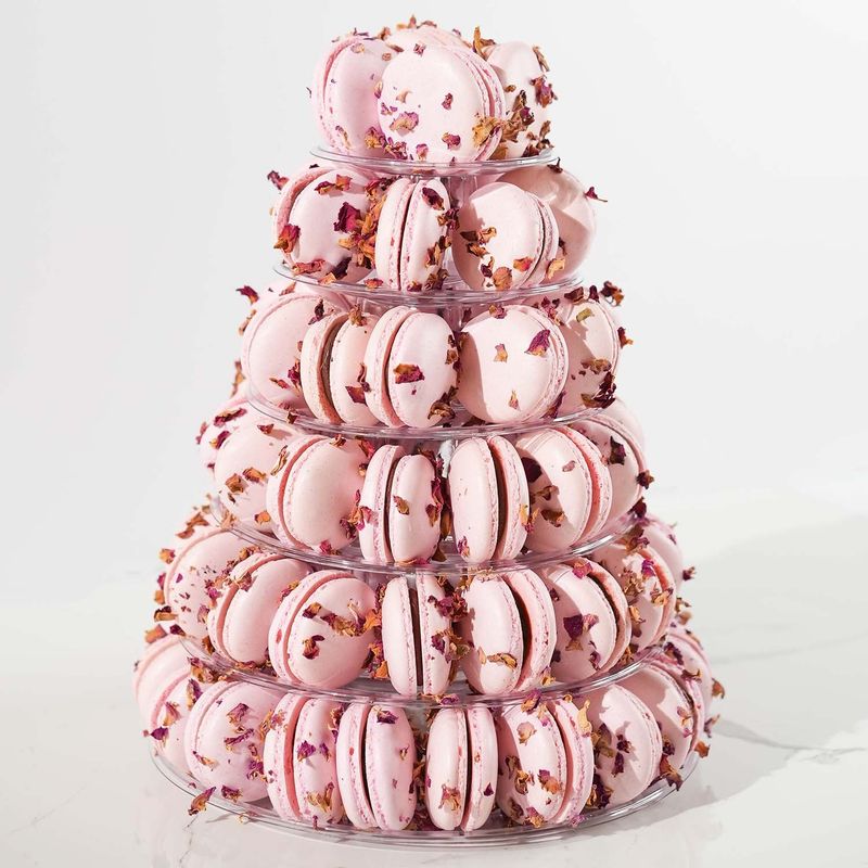 Raspberry Rose Macaron Tower