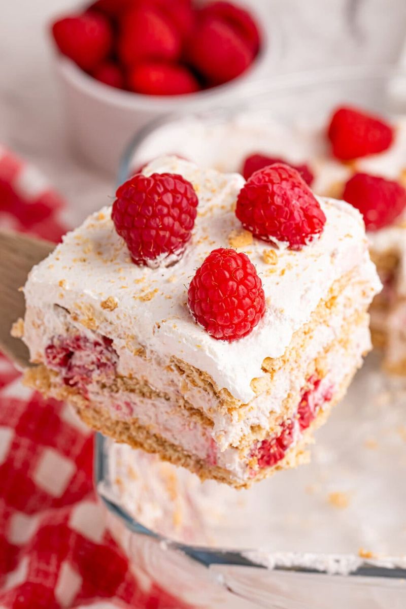Raspberry Icebox Sheet Cake