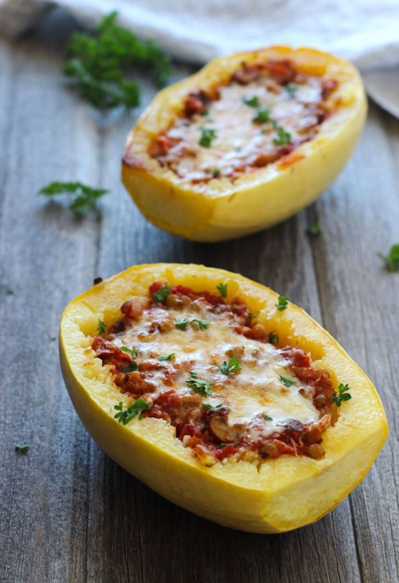 Spaghetti Squash with Marinara and Mushrooms