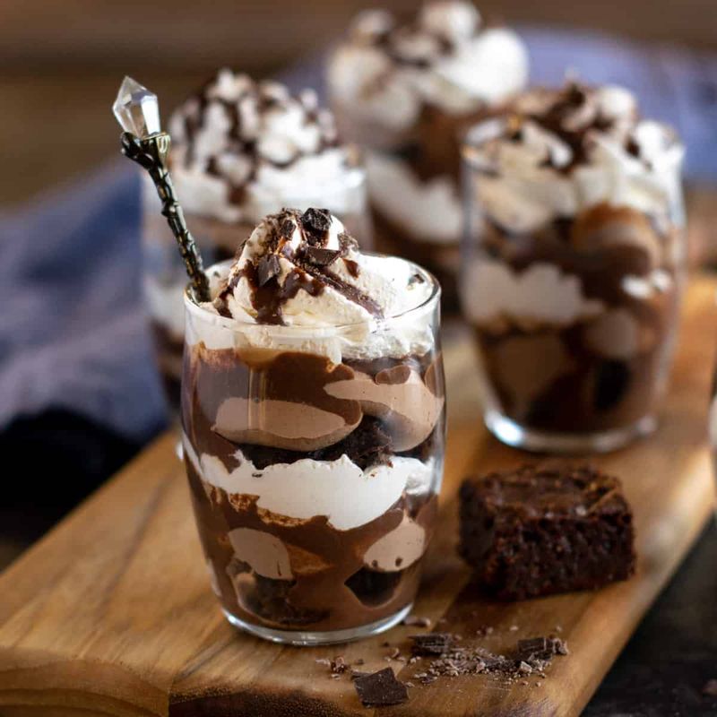 Triple Chocolate Brownie-Mousse Stacks