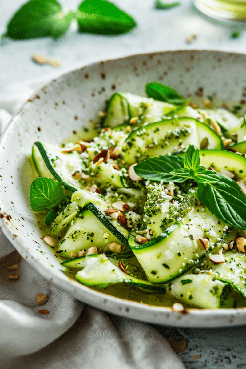 Zucchini Ribbons with Mint-Yogurt Sauce