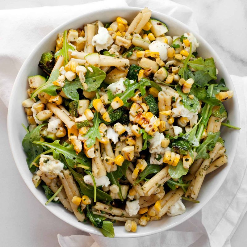 Grilled Zucchini and Corn Farfalle Salad