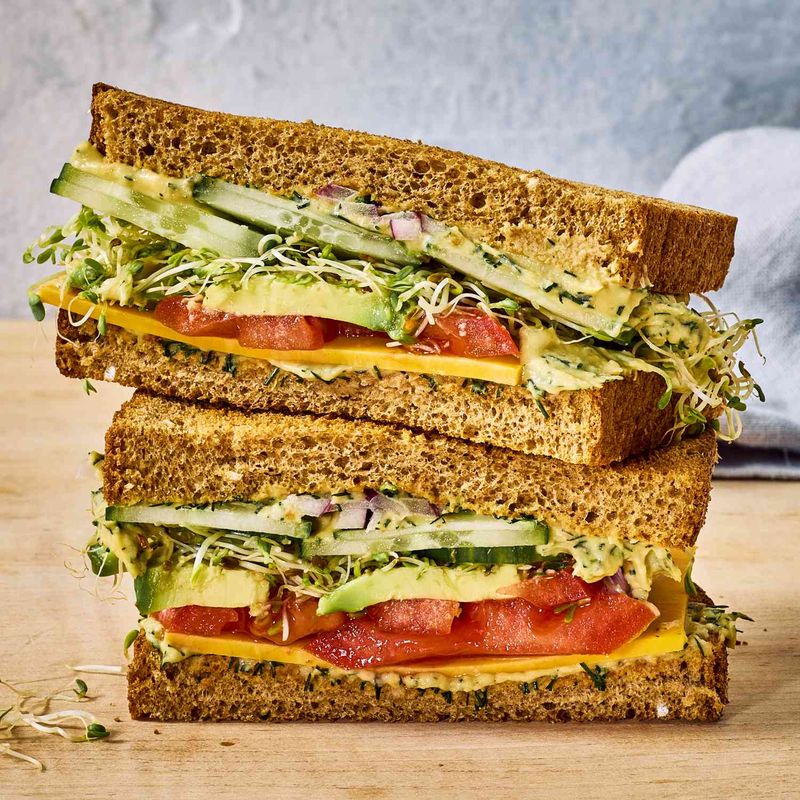 Cucumber-Avocado-Tomato Sandwich
