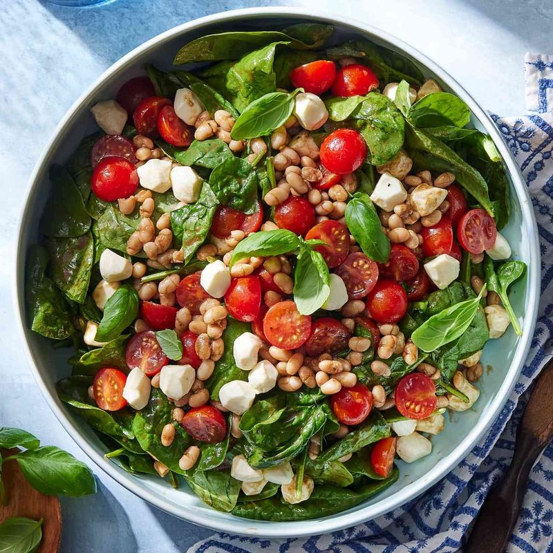 No-Cook White Bean & Spinach Caprese Salad