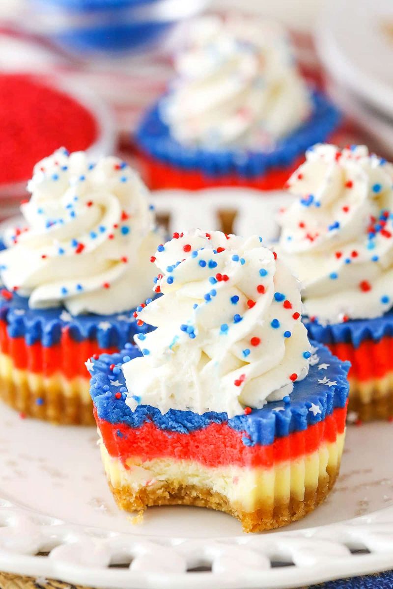 Red, White & Blue Mini Cheesecakes