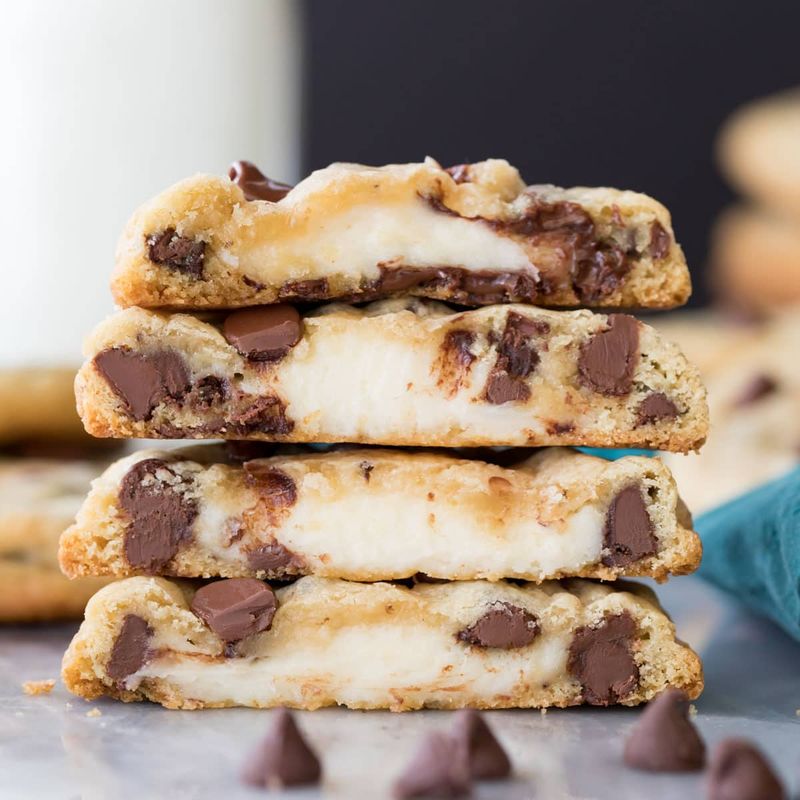 Cream Cheese Stuffed Chocolate Chip Cookies