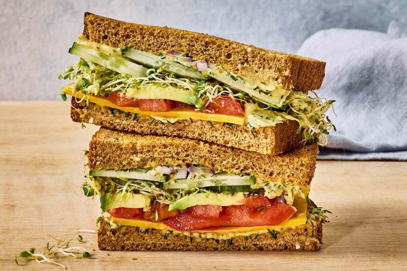 Cucumber-Avocado-Tomato Sandwich