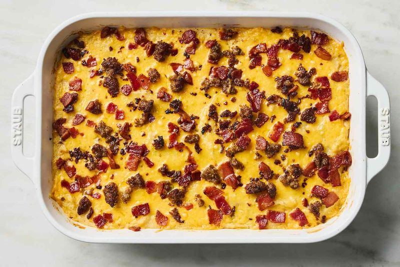 Southern-Style Sausage And Grits Casserole With Egg