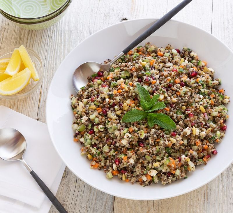 No-Wilt Lentil Quinoa Salad