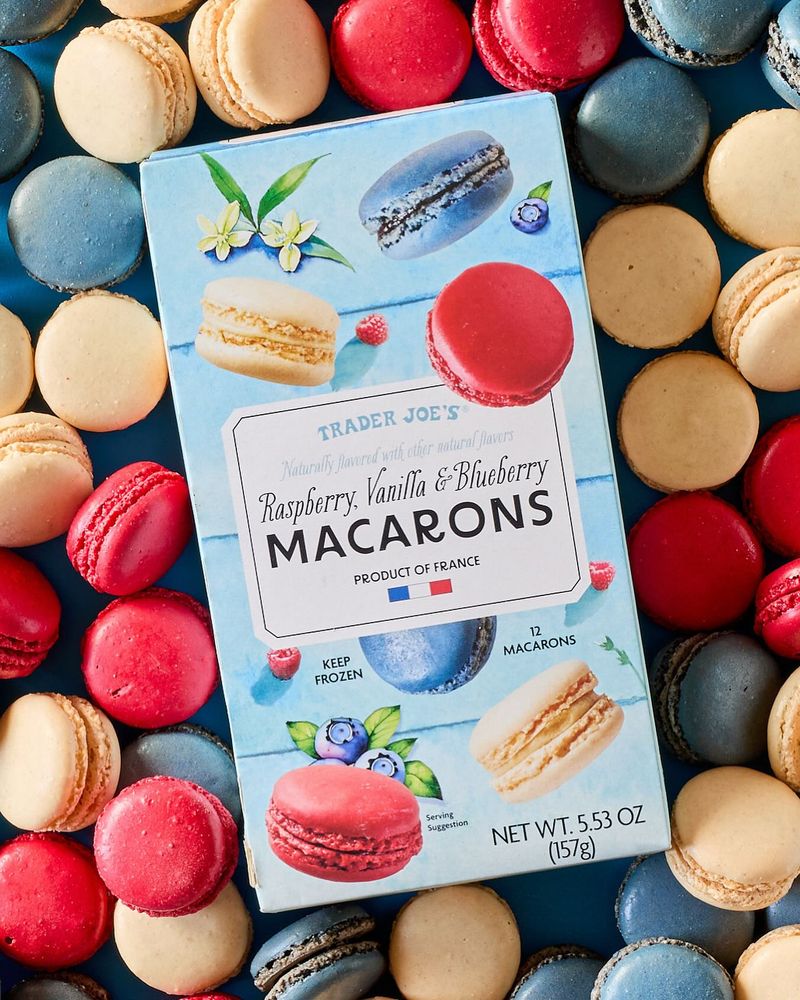 Raspberry, Vanilla & Blueberry Macarons