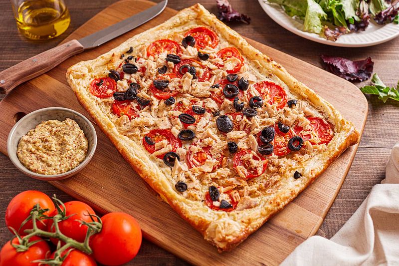 Puff Pastry with Tuna, Tomatoes, and Olives