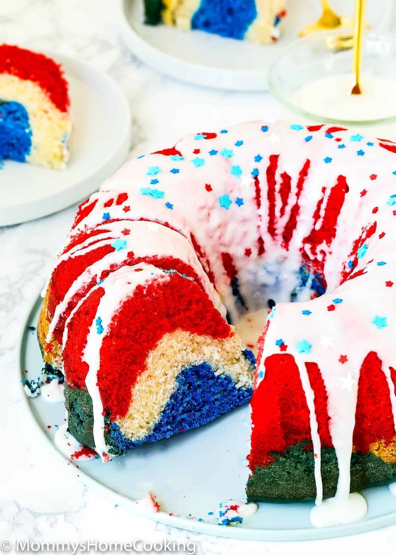 Red, White & Blue Marble Bundt Cake