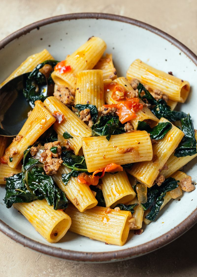 Baked Rigatoni with Sausage and Kale