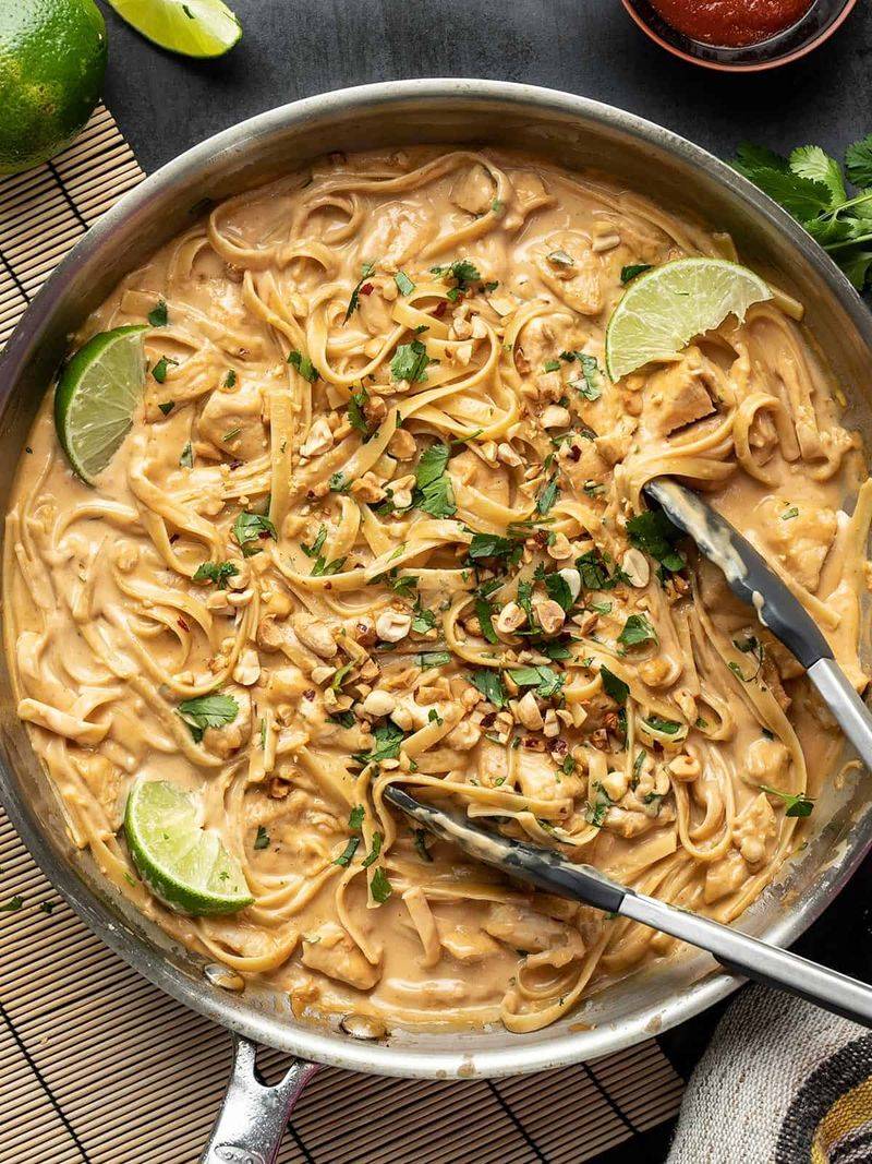 Thai Peanut Chicken Pasta Bake