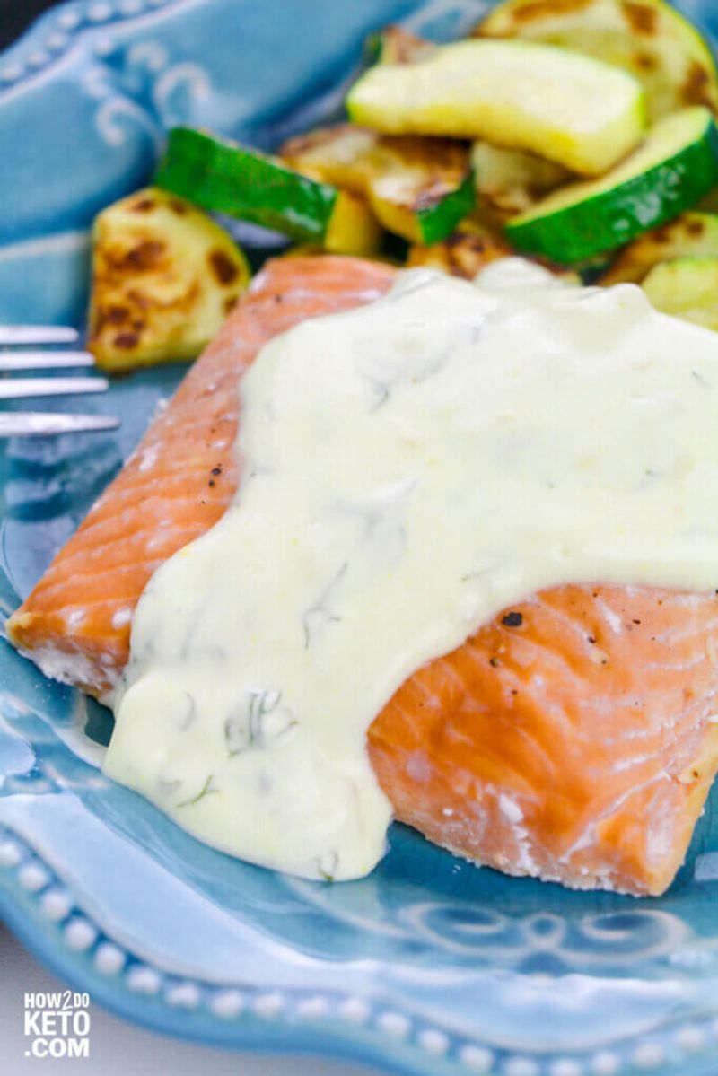 Baked Keto Salmon with Creamy Dill Sauce