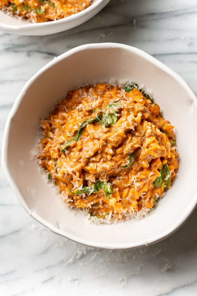 Tomato Orzotto with Ground Beef