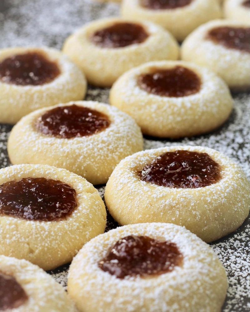 Raspberry Almond Thumbprint Cookies