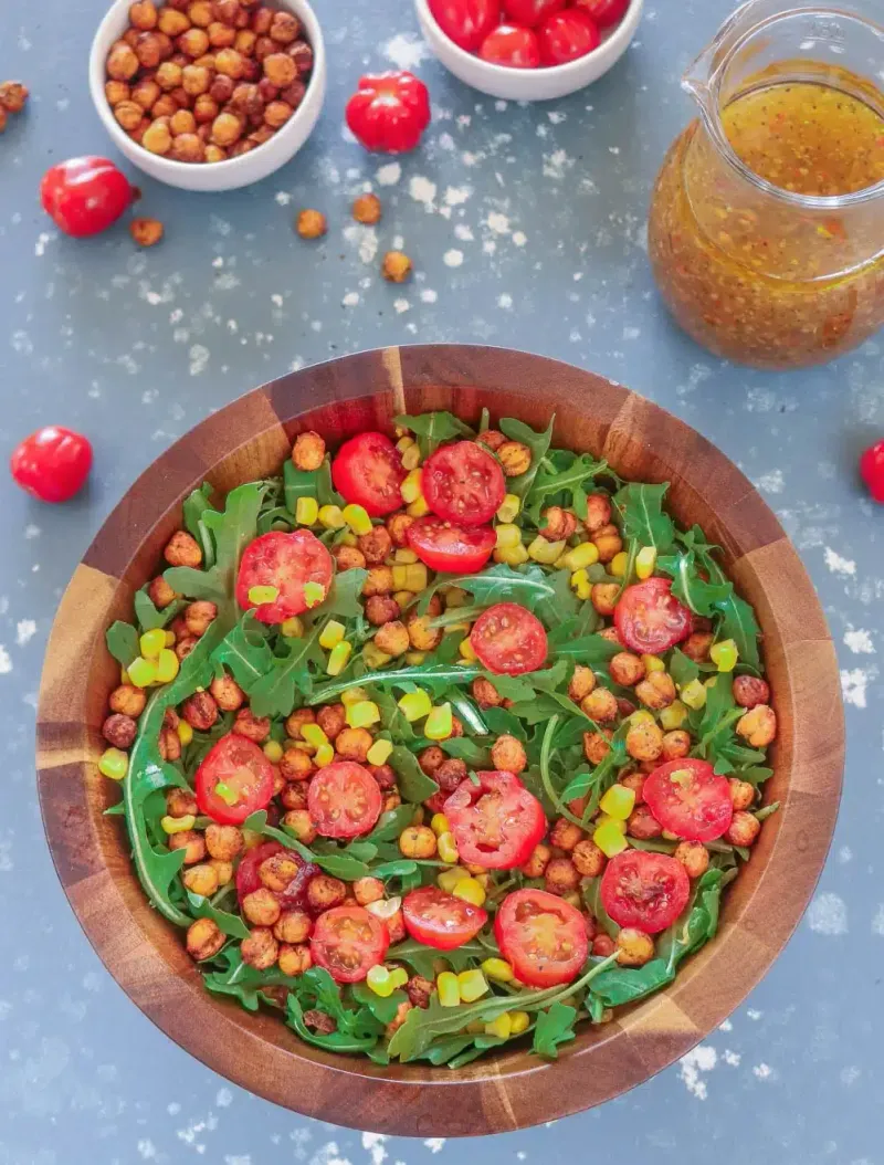 Roasted Chickpea and Arugula Bowl