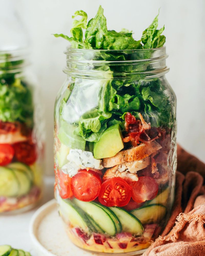 Mason Jar Greek Salads