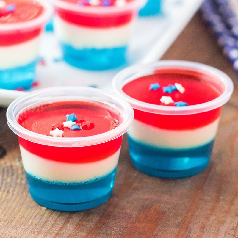 Layered Jello Flag Cups