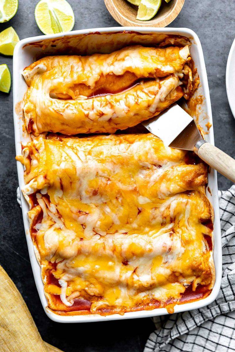 Enchiladas Smothered in Processed Cheese Sauce