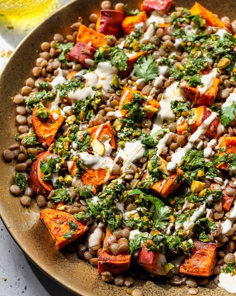 Roasted Sweet Potato and Lentil Salad