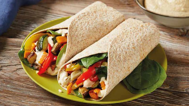 Roasted Veggie & Hummus Wraps