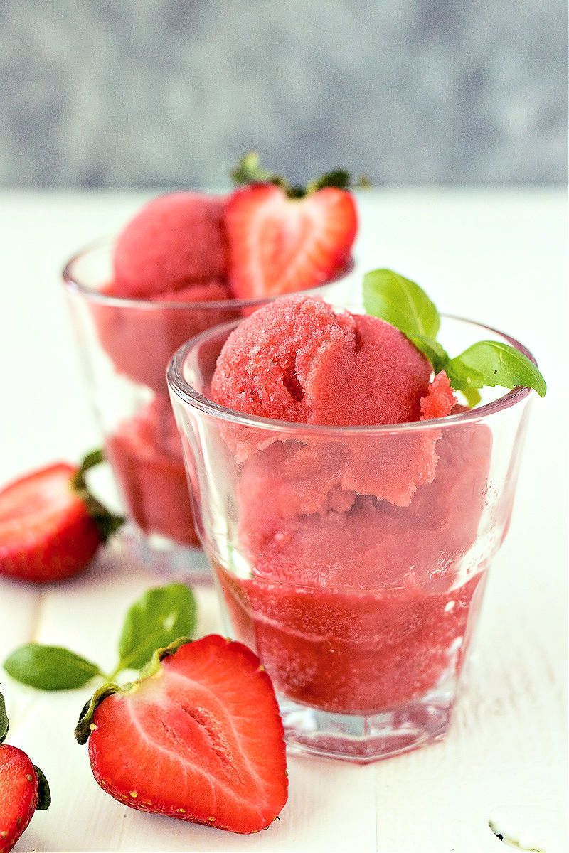 Basil Strawberry Sorbet