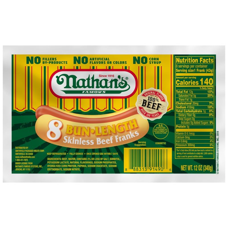 Nathan's Famous Skinless Beef Franks: Bold But Salty