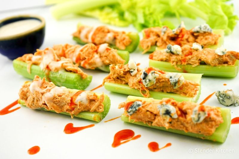 Buffalo Chicken Celery Boats