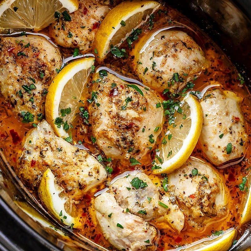 Slow Cooker Lemon Pepper Chicken Thighs