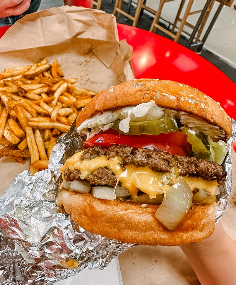 Five Guys' Bacon Cheeseburger with All Toppings