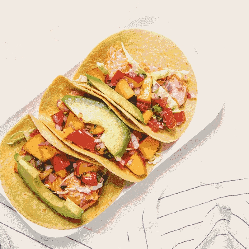 Salmon Tacos with Peach Salsa