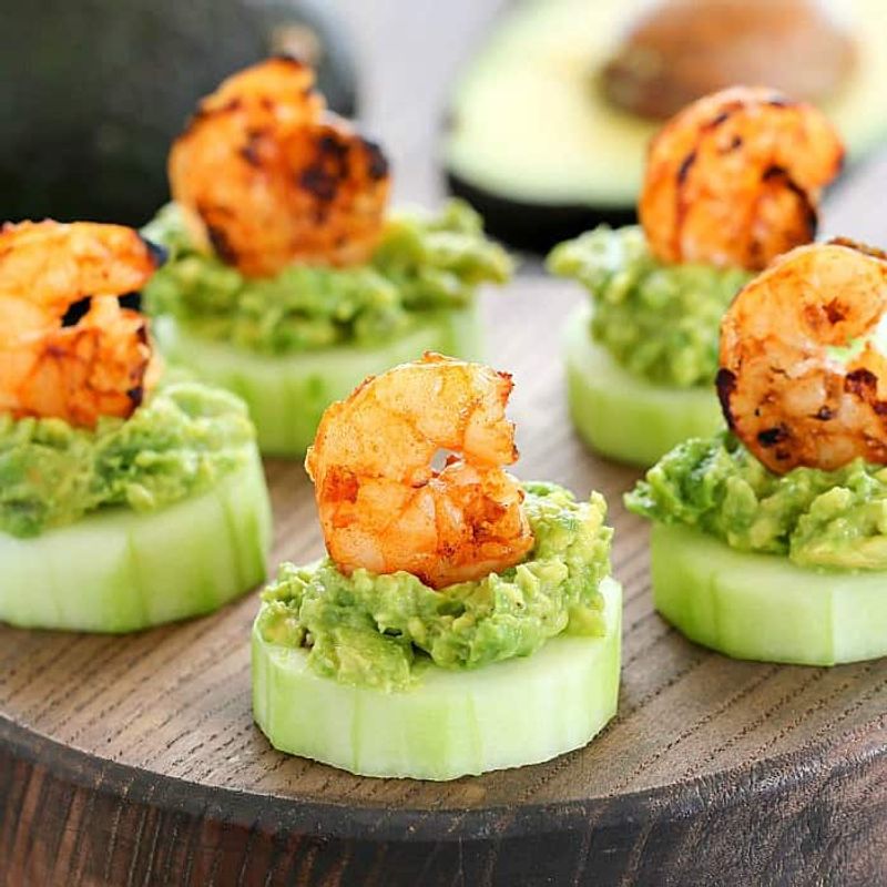 Spicy Shrimp & Avocado Cucumber Bites