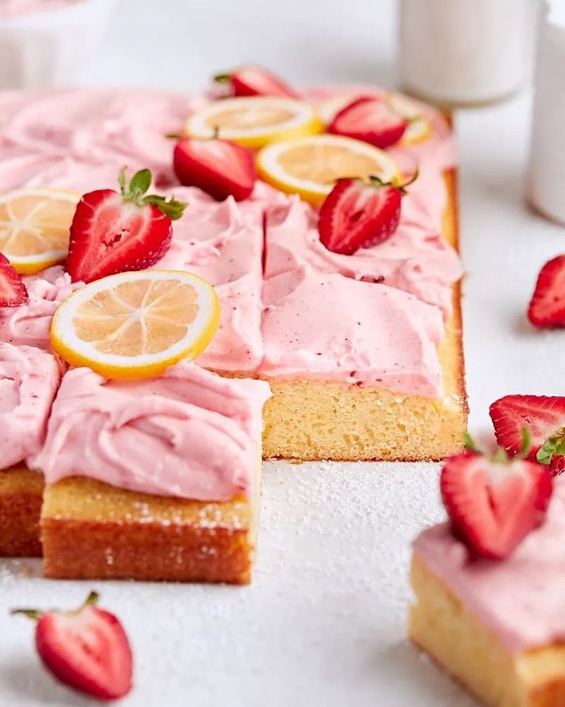 Strawberry Sheet Cake with Fresh Berries