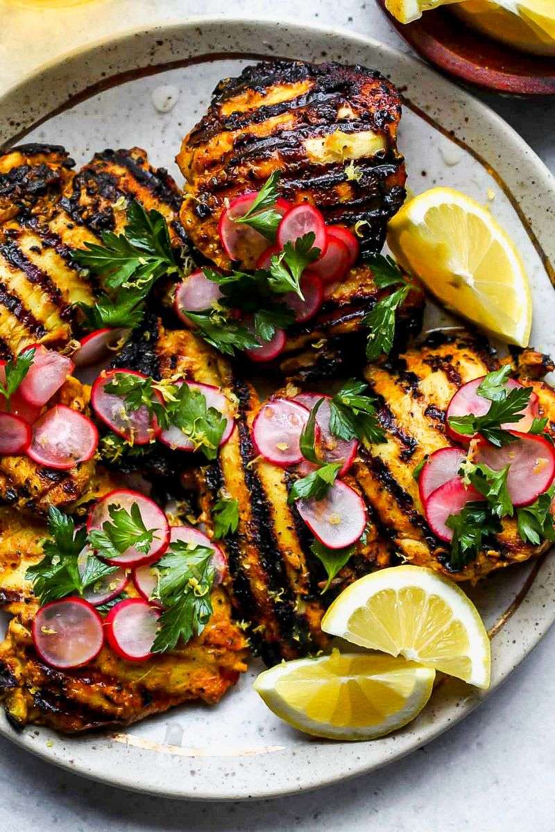 Lemon Herb Grilled Chicken with Roasted Radishes