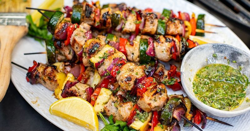 Grilled Pork Kabobs with Vegetables