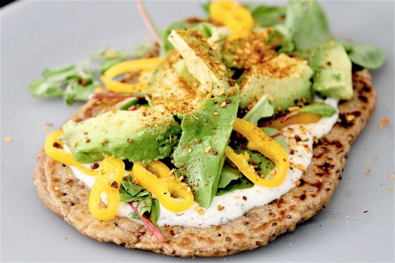 Whole-Grain Flatbread with Hummus and Avocado