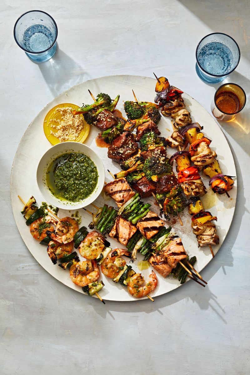 Grilled Salmon and Asparagus Skewers