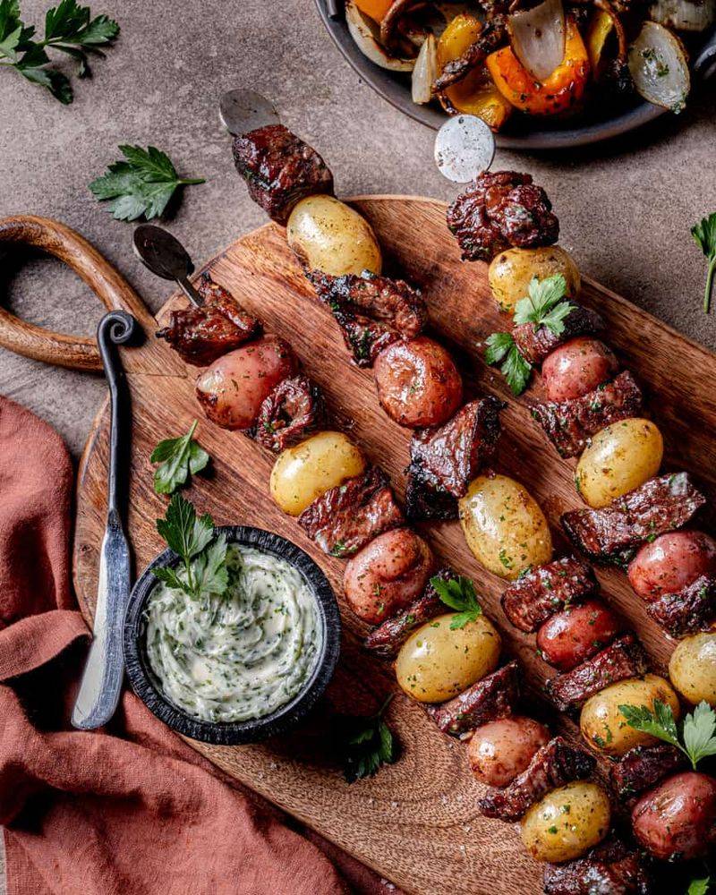 Garlic Butter Steak and Potato Kabobs