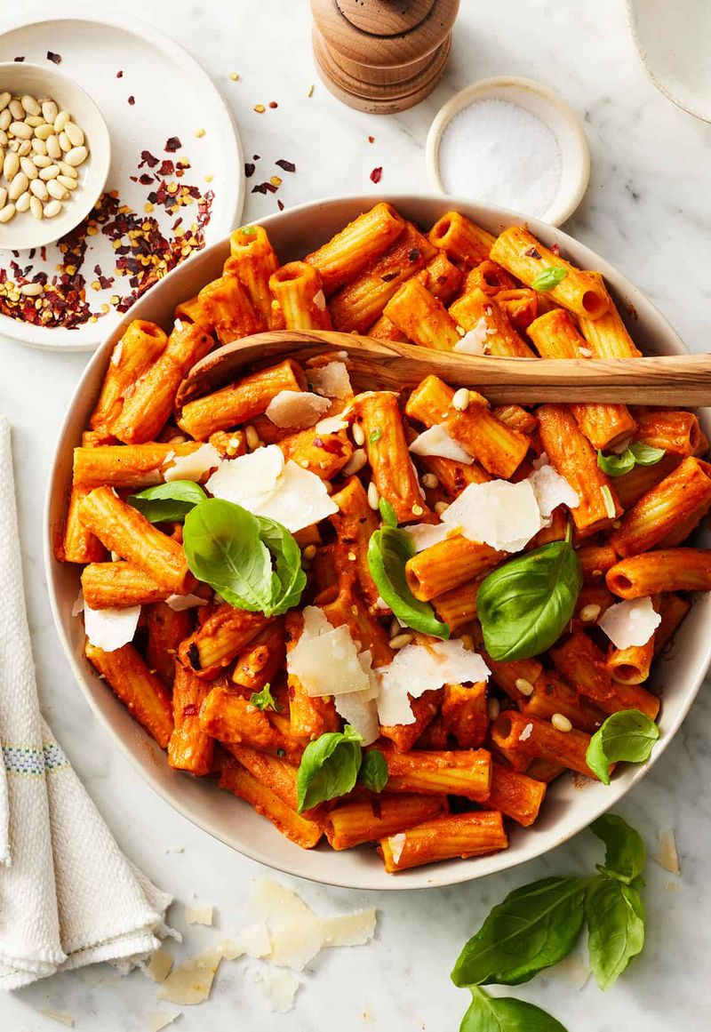 Roasted Red Pepper and White Bean Pasta Salad