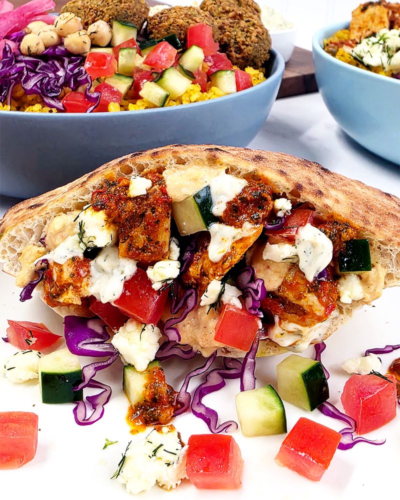 Mediterranean Chickpea Salad Stuffed Pitas