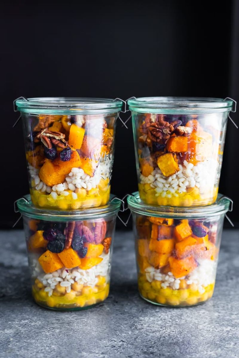 Chickpea, Barley & Butternut Squash Jar Salads