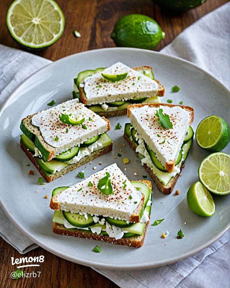 Cucumber Sandwich with Cotija & Lime